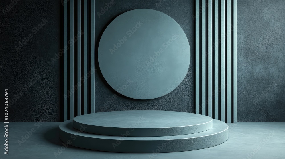Poster 3D podium background with an empty product display shelf