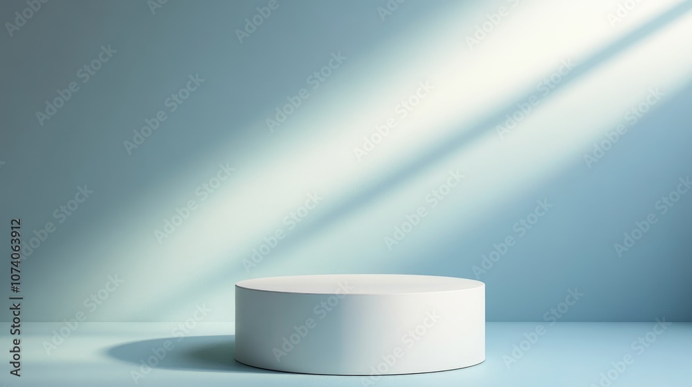 Aufkleber empty podium or pedestal against a blue background featuring a cylinder stand design ideal exhibitio