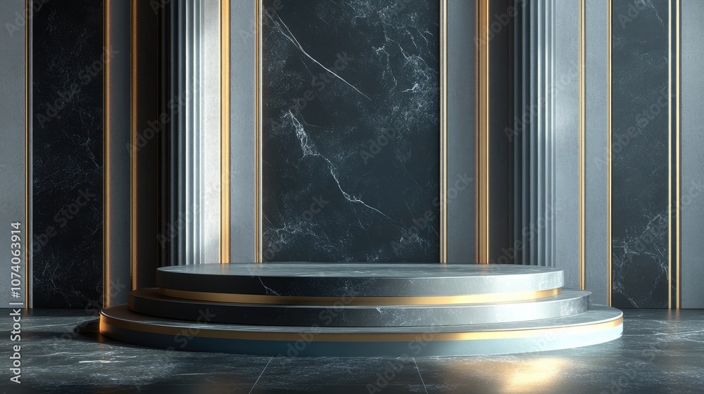 Poster elegant background featuring a pedestal and showcase 3d illustration 3d rendering