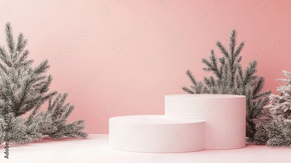 Poster 3d abstract podium stage platform featuring a minimal festive background suitable for holiday events