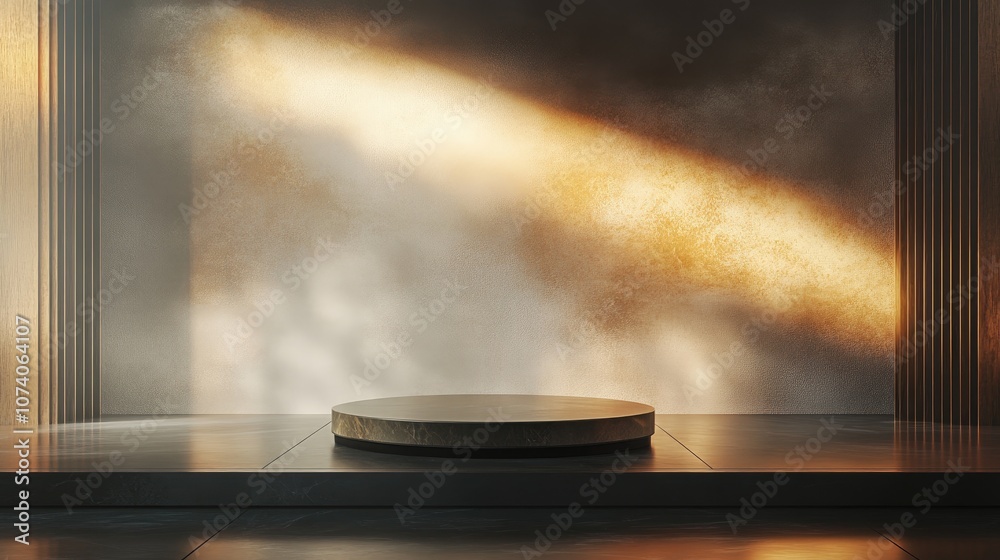 Poster Elegant background featuring a pedestal and a display case 3D illustration and rendering
