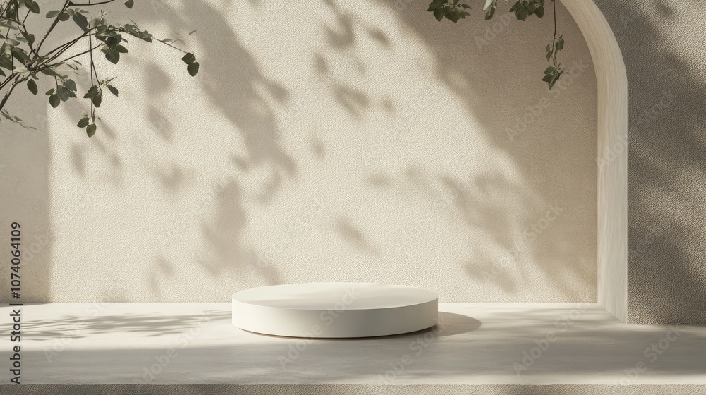 Poster 3d rendering of a white product on a stage