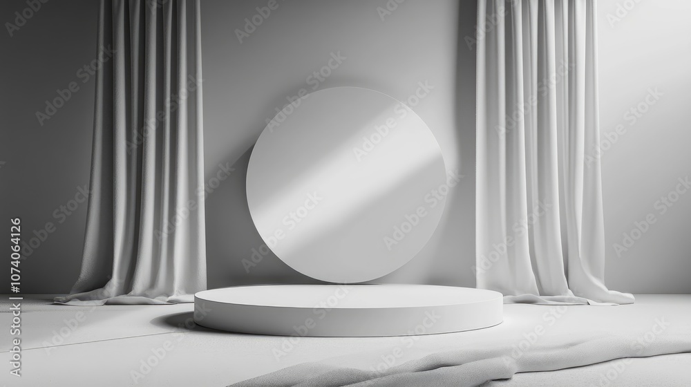 Poster Minimalistic podium scene for mock up presentation with ample copy space featuring a 3D rendered abstract background design