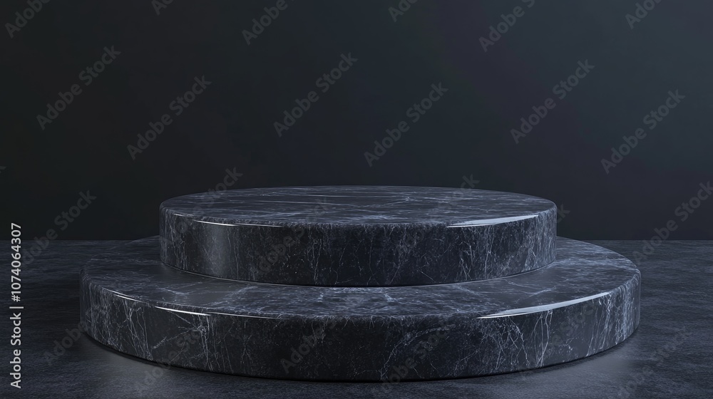 Poster 3d rendering of a dark marble podium