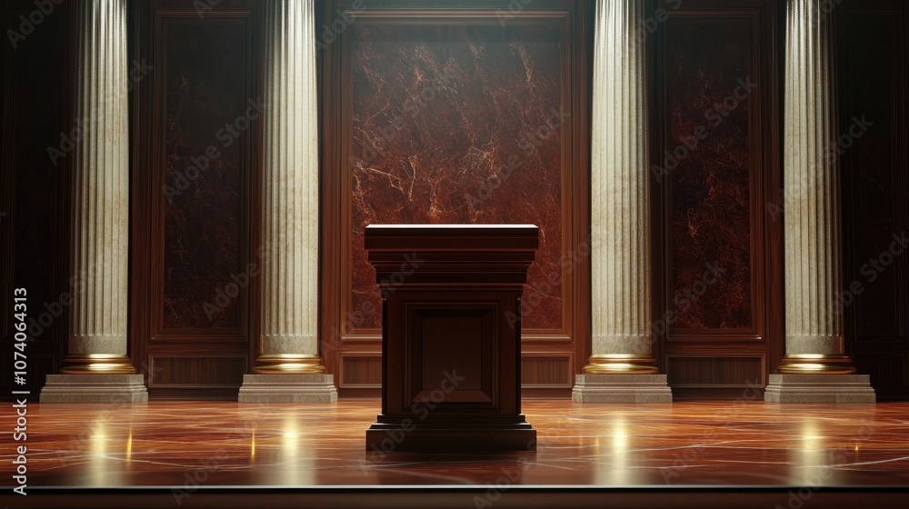 Poster Classic 3D render of a podium with column background