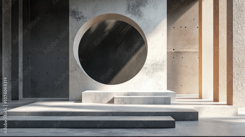 Fototapete 3D rendering of a podium with abstract minimal scene and geometric platform