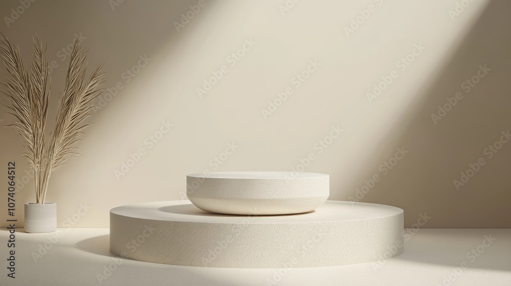 Poster round product stand display mockup in 3d render