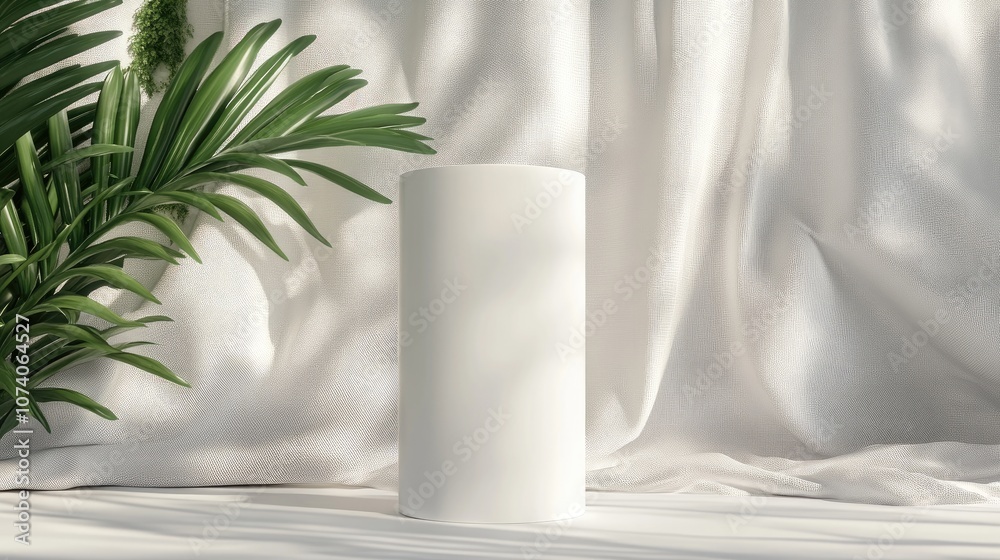 Poster White cylinder with an abstract modern background 3D model mockup 3D illustration