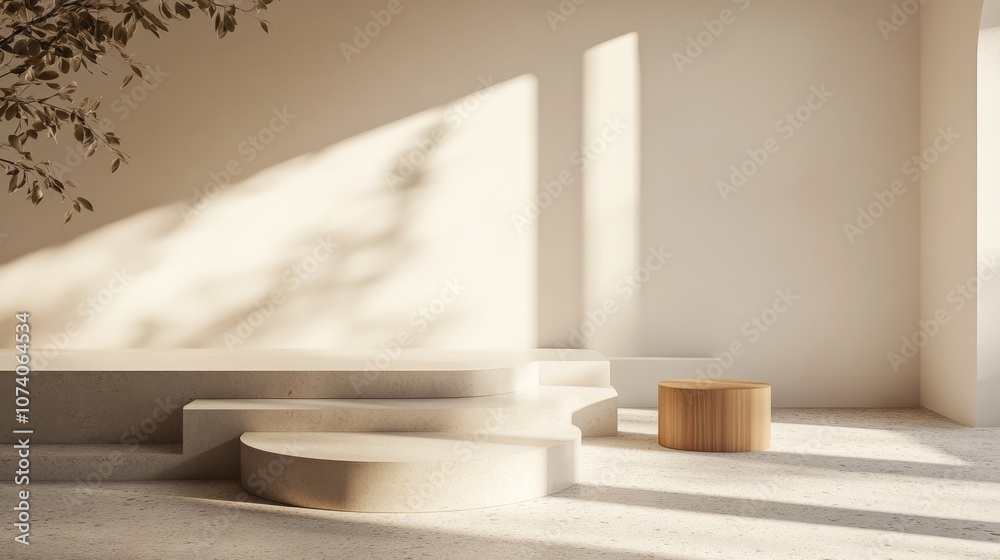 Poster minimalist 3d rendering podium for showcasing products 6