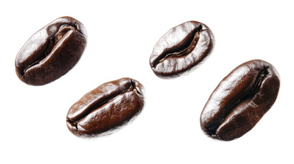 Obraz premium Coffee Beans Soaring Against a Clear Background Generative AI