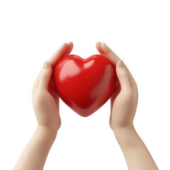 Obraz premium Hands holding a red heart, white isolate background