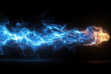 Fototapeta premium Abstract Blue and Orange Glowing Energy Flow on Black Background