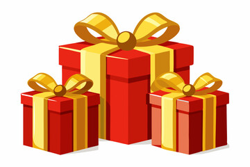  Nicely wrapped green and blue Christmas gift boxes with gold ribbons and bow 