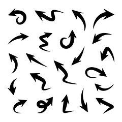 hand drawn arrow set. Doodle illustration.