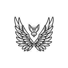 Sketch angel wings. Angel feather wing illustration.