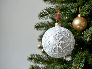 Christmas tree decoration and ornaments, in detail and close up