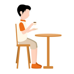 Man Drinking Coffee in a Cafe