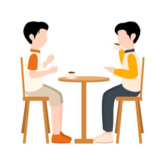 Man Talking and Drinking Coffee Illustration