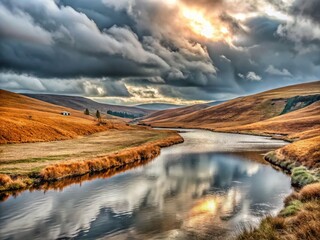 Naklejka premium Capturing the Tranquil Beauty of Nature: A Documentary Photography Series Featuring Soft Grey Tones and Serene Landscapes in Natural Light