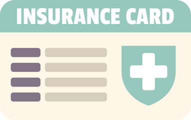 Obraz premium Insurance card icon depicting health coverage and medical protection, representing peace of mind and financial security