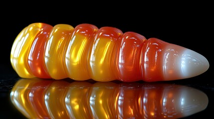 Shiny orange and yellow candy with white tip