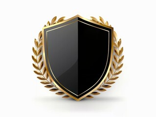 Obraz premium Black Shield with Golden Laurel Wreath