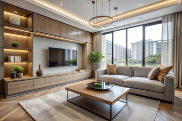 Fototapeta premium Modern Living Room with Neutral Colors