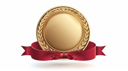 Gold Medal with Red Ribbon Bow