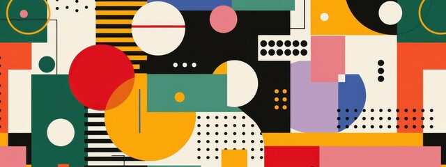 Obraz premium Abstract Geometric Composition with Vibrant Colors and Patterns