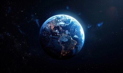 Earth Illuminated by City Lights from Space