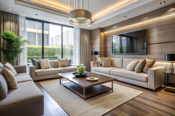 Fototapeta premium Modern Living Room with Neutral Colors