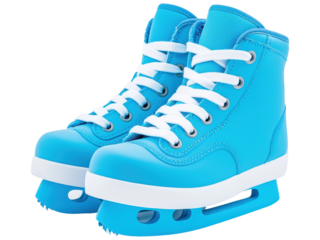 Stylish Blue Ice Skating Boots with White Laces on Transparent Background Perfect for Winter Sports and Seasonal Activities