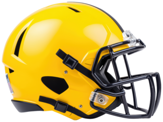 Yellow Football Helmet on Transparent Background for Sports Equipment and Athletic Accessories in Image Design and Marketing Situations