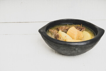 Sancocho soup typical Colombian food with beef (