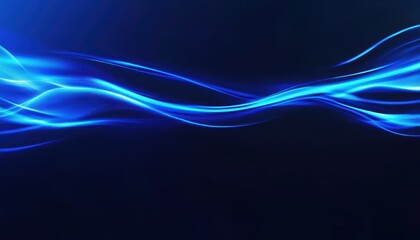 Naklejka premium Abstract Blue Light Waves on a Dark Background