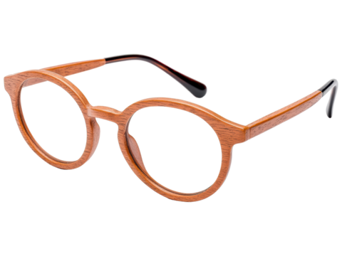 Stylish Wooden Glasses with Transparent Lenses on Isolated Background for Fashion and Accessory Concepts