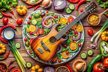 Creative Cartoon Doodle of a Guitar Tuner for Musicians, Perfect for Music-Themed Projects and Merchandise, Bright Colors and Engaging Design Representing Musical Creativity