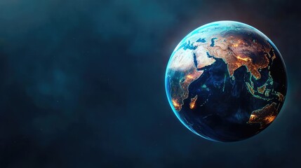 Fototapeta premium Glowing Earth globe with vibrant colors against a dark background.