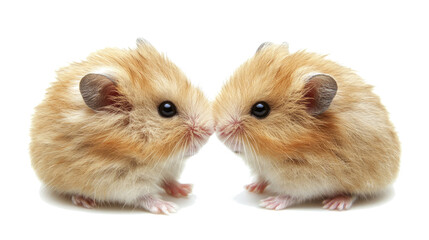 Two Adorable Hamsters Facing Each Other on a White Background Generative AI