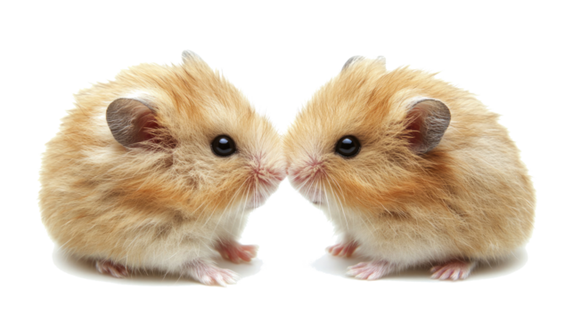 Two Adorable Hamsters Facing Each Other on a White Background Generative AI