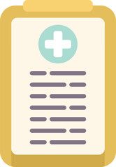 Obraz premium Medical report clipboard with cross showing medical history, diagnosis, prescription and treatment