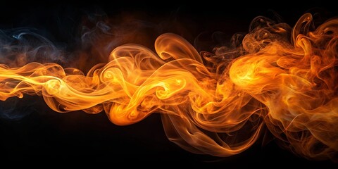 Fototapeta premium Abstract Flame-Like Smoke Swirls on a Dark Background
