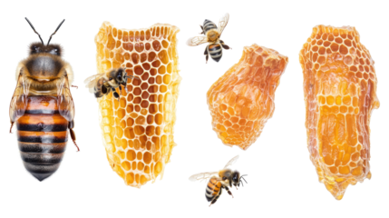 Transparent Honeycombs and Bees Collection Generative AI