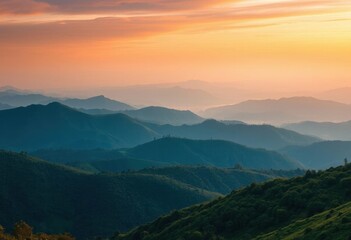 Obraz premium mountains with a sunset in a background