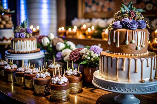 Elegant Cakes for Celebrating a Ladies' 40th Birthday - Candid Photography Capturing Sweet Moments and Delightful Designs for a Memorable Milestone Celebration