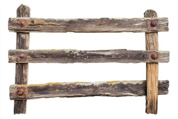 Obraz premium aged timber barrier set against a white backdrop with a cutout