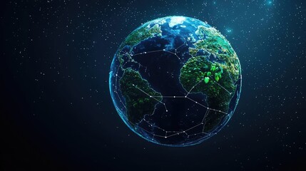 Obraz premium A stunning visual of Earth showcasing vibrant landscapes and connecting networks.
