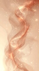 Fototapeta premium Abstract composition featuring flowing ribbons of light in warm copper tones, adorned with shimmering sparkles against a soft, ethereal background.