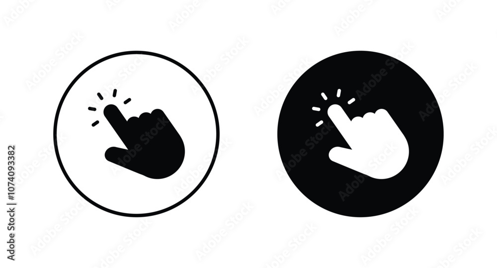 Poster pointing hand click icon. click cursor vector icon