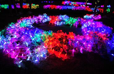 Festive lights and bokeh at outdoor festivals and festivities